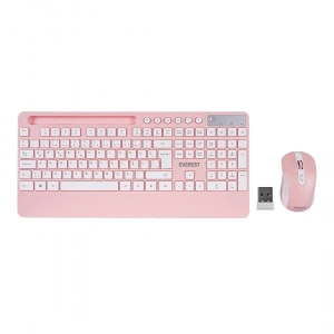 Egonex Everest Km-9676 ( Beyaz - Pembe ) ( Kablosuz ) Klavye & Mouse Seti ( Tablet & Telefon Standlı ) ( Q Kalvye )*10