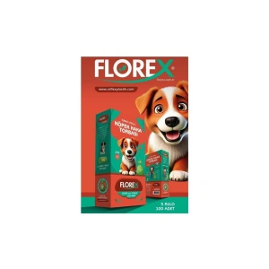 Egonex Florex L-2000 ( Köpek & Evcil Hayvan ) ( Kaka Torbası ) ( 5 Rulo X 20pcs = 100 Adet ) ( Pudra Kokulu ) ( 25x35cm ) ( Pet Shop )*24=k