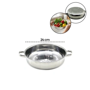 Egonex Güneş ( No-0 ) ( 24cm ) ( Basık ) Süzek Metal Süzgeç ( Kulplu )*100