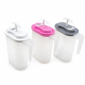 Egonex Güzel Plastik G-020 ( Şeffaf Plastik ) Oval ( Yayık ) Sürahi ( Renkli Kapak )*24=k