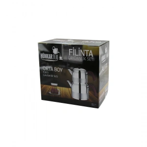 Egonex Hünkardem Filinta ( Orta Boy ) ( Çelik ) Çaydanlık Seti ( Çift Kapaklı ) ( Renkli Bakalit Kulp ) ( Üst Demlik: 1.25lt & Alt Suluk: 2.25lt ) ( Kendinden Süzgeçli )*8