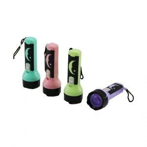 Egonex İbico İ10-007 Led Flashlıght Sz-8521 ( Mini Boy: 10cm & Çap: 3.4cm ) ( Pilli )  El Feneri (ay Dede & Yıldız Desenli ) (renkli Plastik)*48x30