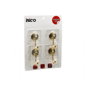 Egonex İbico İ17-017 ( 4pcs ) ( Gold ) ( Krom Görünüm ) Plastik Askı ( Yapışkanlı=şeffaf Mika Kristal Plaka=çatlak Desen ) ( 6kg )*30x4
