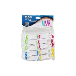 Egonex İbico İ21-035 ( 10pcs ) ( Beyaz & Renkli Uç ) Silikon & Plastik Mandal*12x12