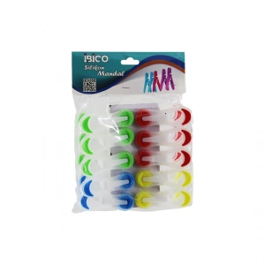 Egonex İbico İ21-036 ( 10pcs ) ( Şeffaf & Renkli Uç ) Silikon & Plastik Mandal*12x12