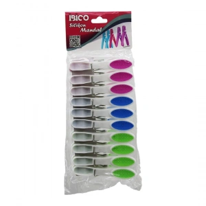 Egonex İbico İ21-037 ( 10pcs ) ( Renkli Silikon Ağız & Bas-aç ) ( Beyaz Plastik ) Mandal*12x12
