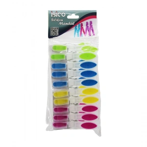 Egonex İbico İ21-038 ( 10pcs ) ( Renkli Silikon Ağız & Bas-aç ) ( Şeffaf Plastik ) Mandal*12x12