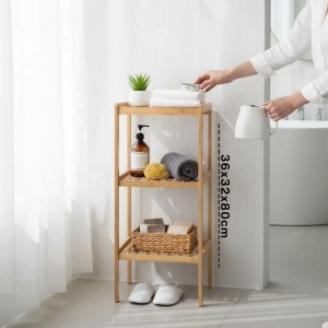 Egonex İbico İ21-148 Çok Amaçlı Raf & Organizer ( 3 Katlı ) ( Ahşap & Bambu ) ( 36x32x80cm )*6