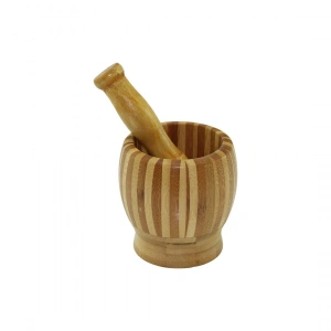 Egonex İbico İ22-220 ( Ahşap Bambu & Çizgili ) Havan ( Sarımsak Dövecek ) ( Ç: 8.5--d: 6.8 --y: 10cm ) ( Fileli Ambalaj )*72