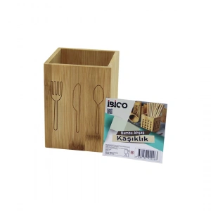 Egonex İbico İ22-246 ( Küçük ) ( Kare=9x9cm ) ( Ahşap Bambu ) Kaşıklık Organizer*60