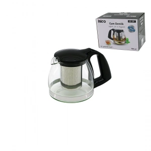 Egonex İbico İ22-351 ( 700ml ) ( Cam ) Demlik ( Çelik Süzgeçli & Plastik Kulp & Kapak & Krom Çerçeve )*60