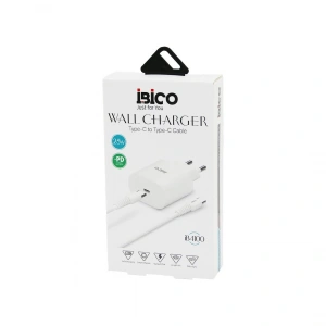 Egonex İbico İb-4100 ( Type-c To=( Type-c ) (set) (ev Başlık + Kablo=1mt) Telefon Şarj (hızlı) (25w) (9v-12v-3.0a & 25w-1.5a)*10x20