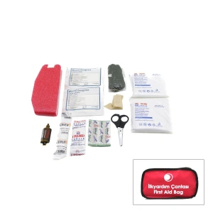 Egonex Krt-1089 (polyester Çantalı) İlk Yardım Seti (17pcs=2-gazlı-2-üçgen-3-hidrofil-1-elastik Bez& 5-yara Bandı& Baticonol& Makas& Boyun Korse& Çanta)*75