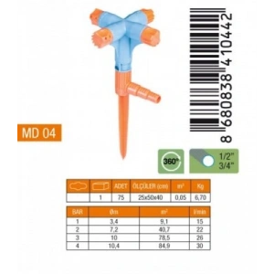 Egonex Medalyan Md-04 ( 4lü & Normal ) Sprınk Fiskiye (kısa Meme)*5x15