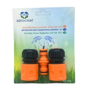Egonex Medalyan Md-313 ( 3 Lü Set ) ( 1/2 ) Lüx Otomatik Hortum Eki Bağlantısı*20x6
