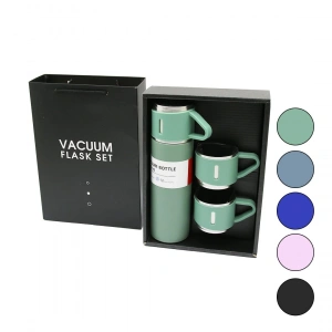 Egonex Mek-015 Vacuum Flask Set ( Çantalı ) ( 3pcs Bardaklı ) Renkli Çelik Termos Seti ( 500ml )*24