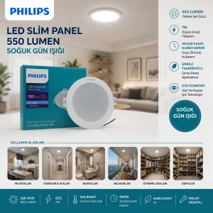 Egonex Phılıps ( 7w ) ( Sıva Altı ) ( Yuvarlak ) Led Slim Panel ( 550lumen ) ( 20.000 Saat Ömür )*20
