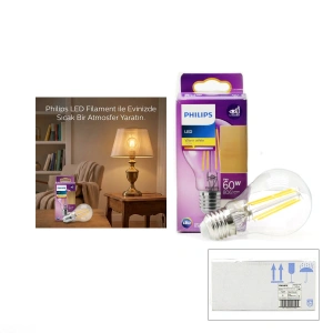 Egonex Phılıps Code-777579 00 ( 7w=60w & E27 ) ( Gold Color ) ( Led Filament & Rustik Ampul ) Lamba ( 806 Lumen ) ( Cam Gövde )*4=k