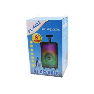 Egonex Platoon Pl-4432 Bluetooth ( Mikrofon & Kumandalı ) Speaker Işıklı (2400mah) (256x228x421mm) (20w & 100hz-20khz & 85db)*6