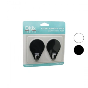 Egonex Qlux L-00788 ( 2pcs ) Cloud Askı ( Siyah & Beyaz Plastik ) ( Yapışkanlı Montaj )*60
