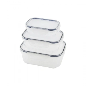 Egonex Qlux L-00879-2 ( 3pcs ) Quick Sızdırmaz Saklama Kabı Seti (şeffaf Kap & Buğulu-contalı Kapak) ( 500-1000-1700ml)*16