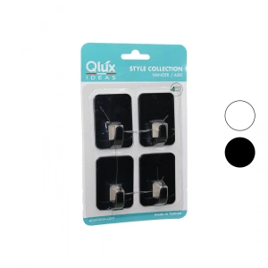 Egonex Qlux L-00951 ( 4pcs ) Cloud Askı No-2 ( Siyah & Beyaz Plastik ) ( Yapışkanlı Montaj )*25x2