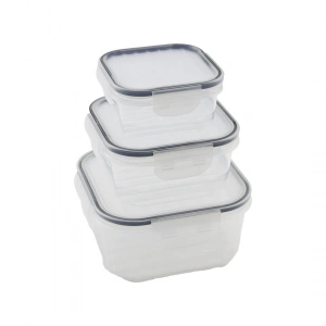 Egonex Quick Qlux L-00860-2 (3pcs= 400-800-1400ml) Sızdırmaz Saklama Kabı Set (şeffaf Pls.kap) (kilitli & Contalı & Buğulu Pls.kapak)*18=k