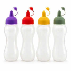 Egonex Rotto Rt-111 ( 700ml ) ( Yağdanlık & Sosluk ) (şeffaf & Plastik Şişe ) (renkli Kapak) ( Ölçekli ) ( Ketçap & Mayonez )*24=k