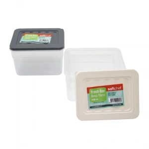 Egonex Softchef-00984 Fresh Box ( Derin & 1100ml ) Plastik Şeffaf Saklama Kabı ( Renkli Kapak )*24=k