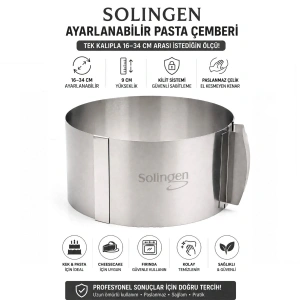 Egonex Solingen Ayarlanabilir Metal Kek Kalıp ( 16-34cm )*24