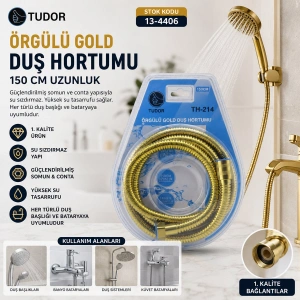Egonex Tudor Th-214 ( Gold ) Örgülü Duş Hortumu ( 150cm ) ( Vakumlu Ambalaj )*50