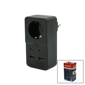 Egonex Wınnboss-3438 Termal Akım Korumalı  ( 1xpriz ) ( 2x Usb ) ( 2x Type-c ) Duvar Tipi Priz Siyah ( 10a & 2500w )*103
