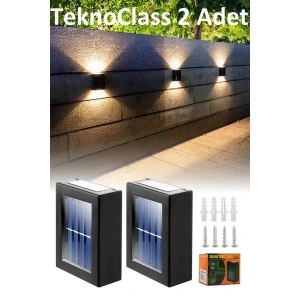 Solar Çift Taraflı Duvar Lambası Güneş Enerjili Aydınlatma Dekorasyon Aplik Işık 2 Li