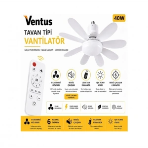 Tavan Tipi Vantilatör Led 6 Kanatlı
