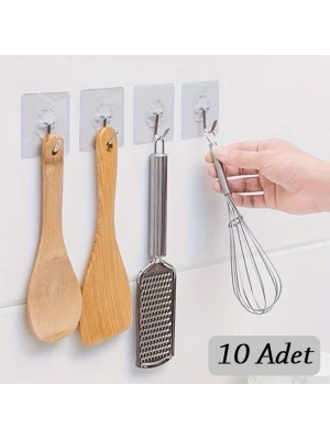 10 ADET Kendinden Yapışkanlı Şeffaf Askı