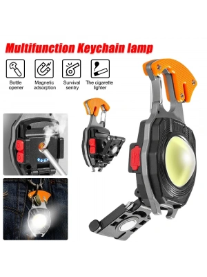 Wison Ws-5050 Çok Fonksiyonlu Tornavida Düdük Şişe Açacağı Ateş Yakıcı Mıknatıslı Type-c Şarjlı Anahtarlık Fener