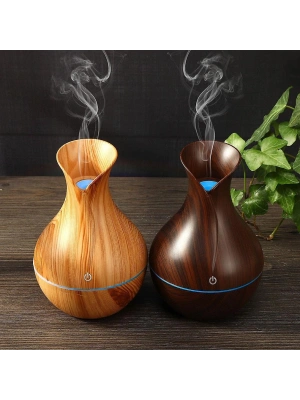 Vazo Model Ahşap Görünümlü Usb Şarjlı & Işıklı )( Hava Nemlendirici & Buhar Makine & Koku Giderici