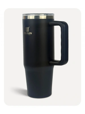 Penguin Termos Pipetli Termos Bardak 900 Ml Paslanmaz Çelik Siyah