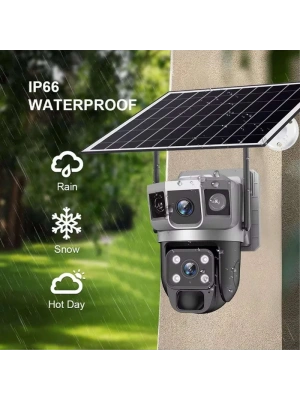 Solar Güneş Enerjili Çift Lens Dış Mekan Güvenlik Kamerası