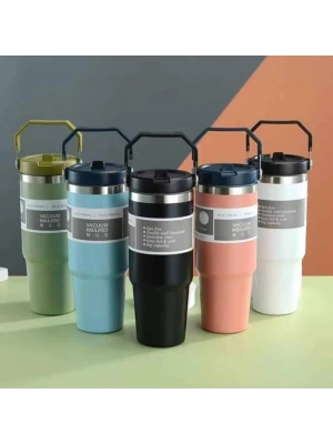 900 ml Taşıma Kulplu Paslanmaz Çelik Termos Mug Bardak