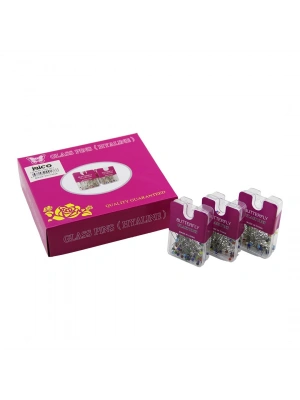 Egonex İbico İ20-001 Glass Pıns (hyalıne) Butterfly (100pcs ±5) (renkli Toplu) Başörtü İğnesi (şeffaf Plastik Askılıklı Kutulu)*12x40