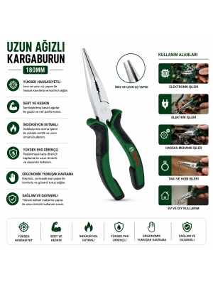 Egonex Bosch-1 600 A03 2vc ( 7 & 180mm ) Kargaburnu Uzun Ağızlı ( Lüx Ergonomik Saplı ) ( Kargaburun ) ( 60 ± Kesme Sertlik )*6x1