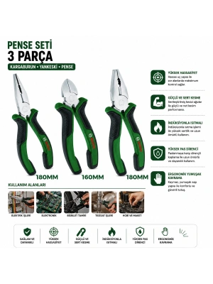 Egonex Bosch-1 600 A02 C0s ( 531 ) ( 3pcs ) Pense Seti ( 7 Pense - 6 Yan Keski - 7 Kargaburnu ) ( 60 ± Kesme Sertlik )*6