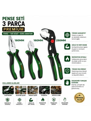 Egonex Bosch-1 600 A02 W7j ( 427 )( 3pcs ) Premıum Pense Seti ( 10 Papağan Pense & 7 Pense - 6 Yan Keski ) ( 60 ± Kesme Sertlik )*6