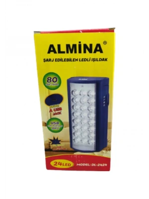 Almina Işıldak 24 Led 80 Saat Yanma Telefon Şarj Edebilen Işıldak Usbli Şarjlı 24 Ledli Işıldak