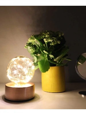 Ambiyans Led Masa Lambası Usb Şarjlı Bronz Roe Eskitme