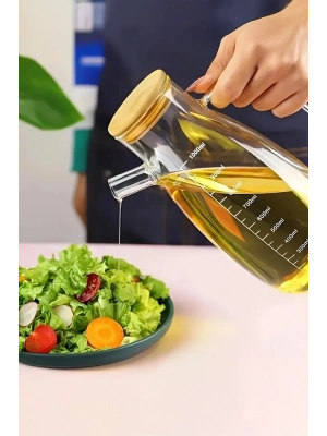 Bambu Kapaklı Cam Yağdanlık