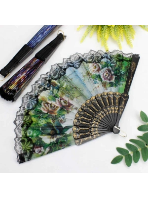 Çiçek Desenli Şık Serinletici Yelpaze 12li Paket