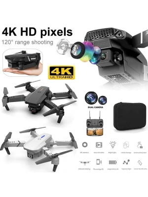 E88 Drone 4k Hd Çift Kameralı Drone App Kontrol Wifi Li Katlanabilir Quatcopter X3 Batarya
