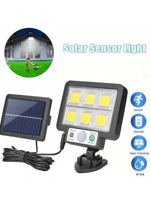 Egonex 120 Cob Led Solar Panel Güneş Enerjili 3 Mod Duvar Lambası